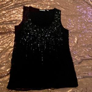 New York & Company Black Sequin Shirt (Medium)